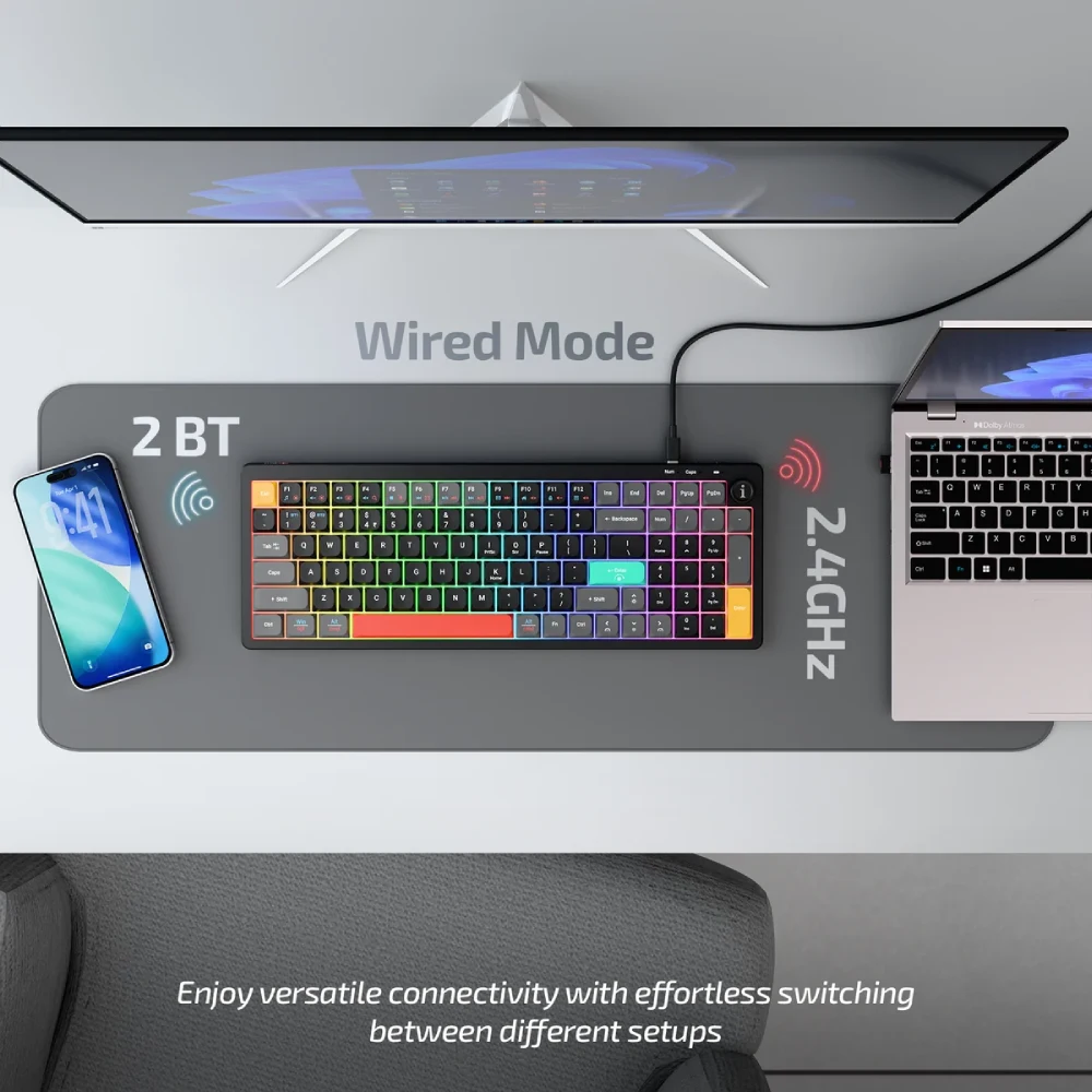 Iball Hybrid Wireless Keyboard RGB QWERTY S600 (Black) view 2